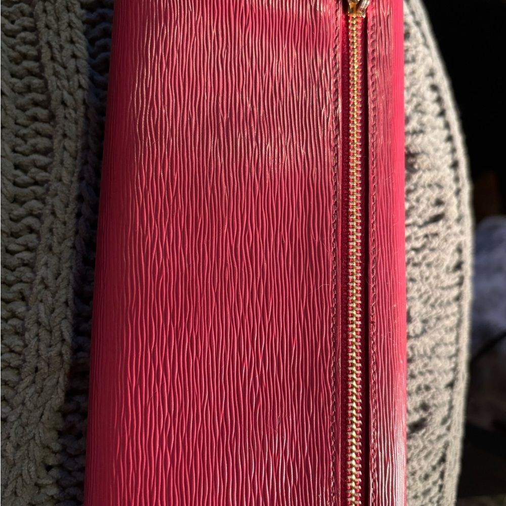 AuthenticWOC-Prada Pink Saffiano Leather Long Bifold Wallet Removable Gold Chain - Picture 4 of 11